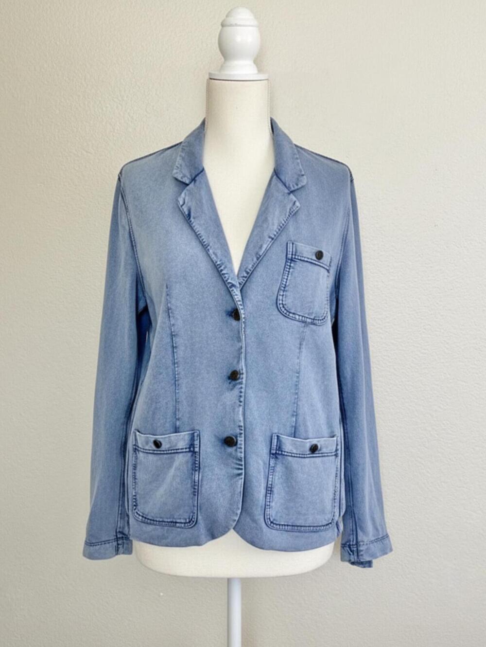 Vintage Lauren Ralph Lauren cotton Jean blazer jacket old money - Picture 2 of 8